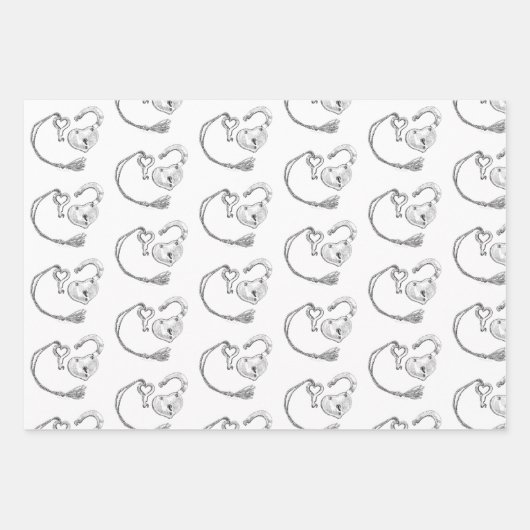 Hartslot en sleutel inpakpapier vel (Voorkant)