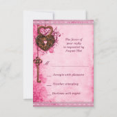  Hartslot & Key Roze Bruiloft RSVP (Achterkant)