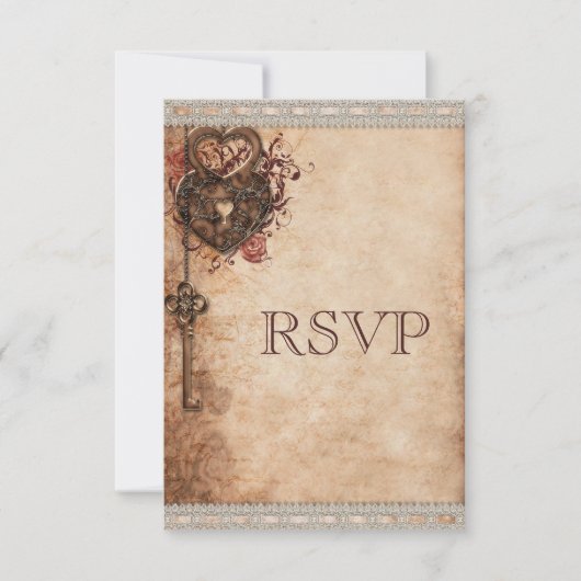 Hartslot & Sleutel Bruiloft RSVP (Voorkant)