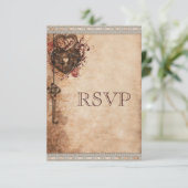Hartslot & Sleutel Bruiloft RSVP (Staand voorkant)