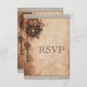 Hartslot & Sleutel Bruiloft RSVP (Voorkant / Achterkant)