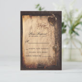 Hartslot & sleutel vintage bruiloft RSVP kaarten Kaartje (Staand voorkant)