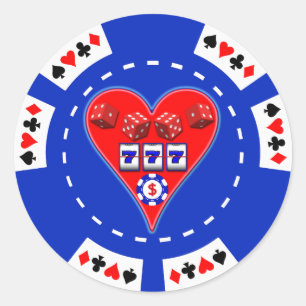 HARTSLOTS EN DICE POKER CHIP RONDE STICKER