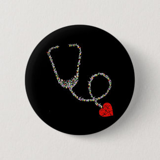 Hartstethoscoop verpleegster ronde button 5,7 cm