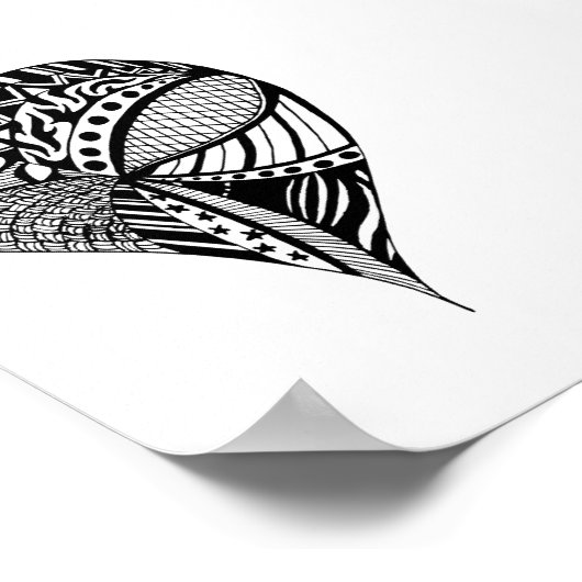 Harttekening | Schets van een hart met patronen Poster (Hoek)