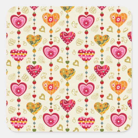 Harttekenreeksen Vierkante Sticker (Voorkant)