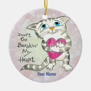 Hartverscheurende Kat Keramisch Ornament