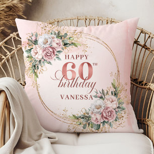 Hartverwarmde Stof Pink Glanzende Kunst 60e verjaa Kussen