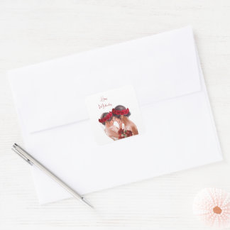 Hartverwarmend gepersonaliseerd bloemengeschenk vierkante sticker