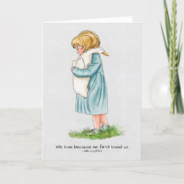 Hartverwarmend klein meisje, Bijbelvers, Handgemaa Feestdagen Kaart