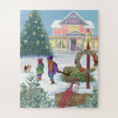 Hartverwarmend sneeuwlandschap met Kinder Legpuzzel (Verticaal)