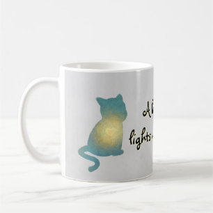 Hartverwarmende Cat Silhouette met Glowing Heart M Koffiemok