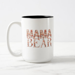Hartverwarmende Mama Beer Ditsy Floral Tweekleurige Koffiemok