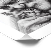 Hartverwarmende momenten Oude Man en Kitten Close- Foto Afdruk (Hoek)