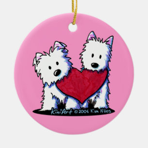 Hartverwarmende Westies-versiering Keramisch Ornament