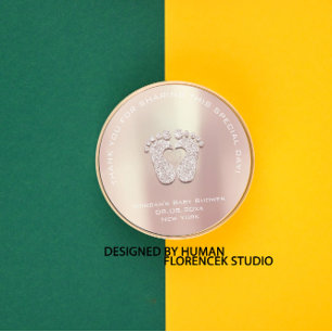 Hartvoeten Baby shower cadeau dank roze crème Ronde Sticker