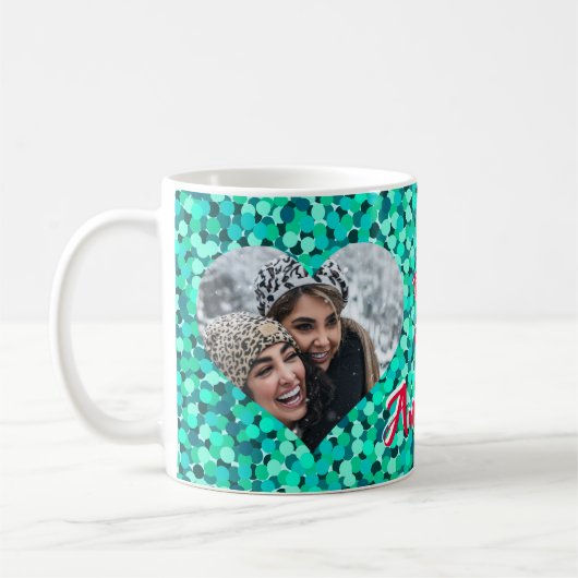Hartvorm Blauwgroen Sparkle Koffiemok (Links)