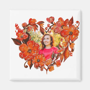 Hartvorm Bloemen Foto Lijst Magneet