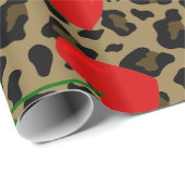 Hartvorm Cherry Leopard Rockabilly Cadeaupapier (Rol Hoek)