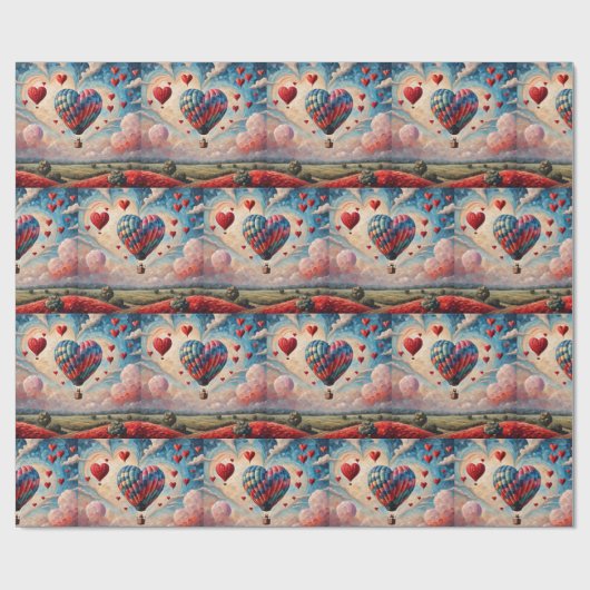 Hartvorm Hete Luchtballon Cadeaupapier (Vlak)