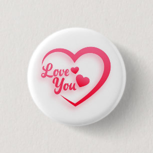 Hartvorm Love You Ronde Button 3,2 Cm