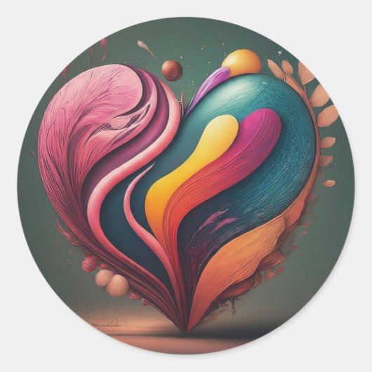 Hartvorm ontwerp ronde sticker (Voorkant)