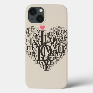 Hartvorm uit letters iPhone 13 hoesje