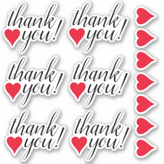Hartvormen & Dankbaar "dank u!" Stickers (Voorkant)
