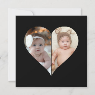 Hartvormig 2 foto collage aankondiging