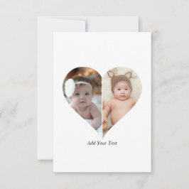 Hartvormig 2 foto collage bedankkaart