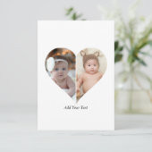 Hartvormig 2 foto collage bedankkaart (Staand voorkant)