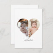 Hartvormig 2 foto collage bedankkaart (Voorkant / Achterkant)