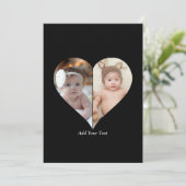 Hartvormig 2 foto collage bedankkaart (Staand voorkant)