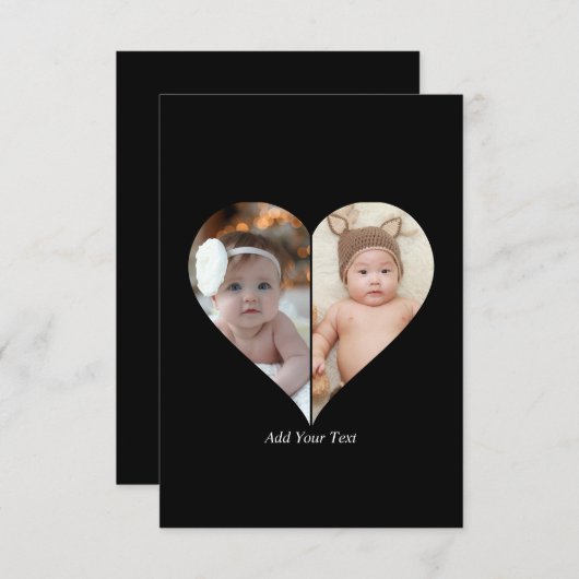 Hartvormig 2 foto collage kaart (Voorkant / Achterkant)
