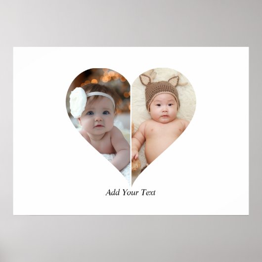 Hartvormig 2 foto collage Poster (Voorkant)