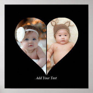 Hartvormig 2 foto collage poster