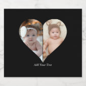 Hartvormig 2 foto collage sparkling wijnetiket (Enkel label)