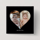 Hartvormig 2 foto collage vierkante button 5,1 cm (Voorkant)