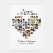 Hartvormig 48 Fotocollage Begrafenis Acryl Bord (Voorkant)