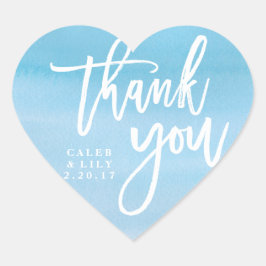 Hartvormig blauw waterverf Dank u sticker
