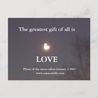 Hartvormig briefkaart van de maan