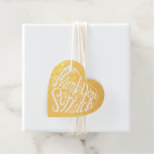 Hartvormig dank je wel in 4 talen bedankjes labels (Met doos)