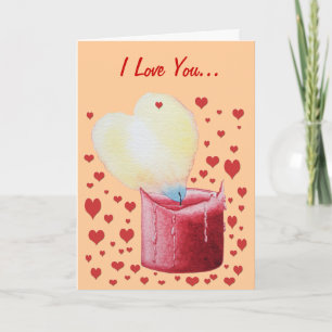 Hartvormig Flame Red Candle Art Valentijnsdag Feestdagen Kaart