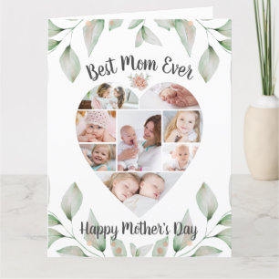 Hartvormig foto Collage Beste mama ooit Kaart