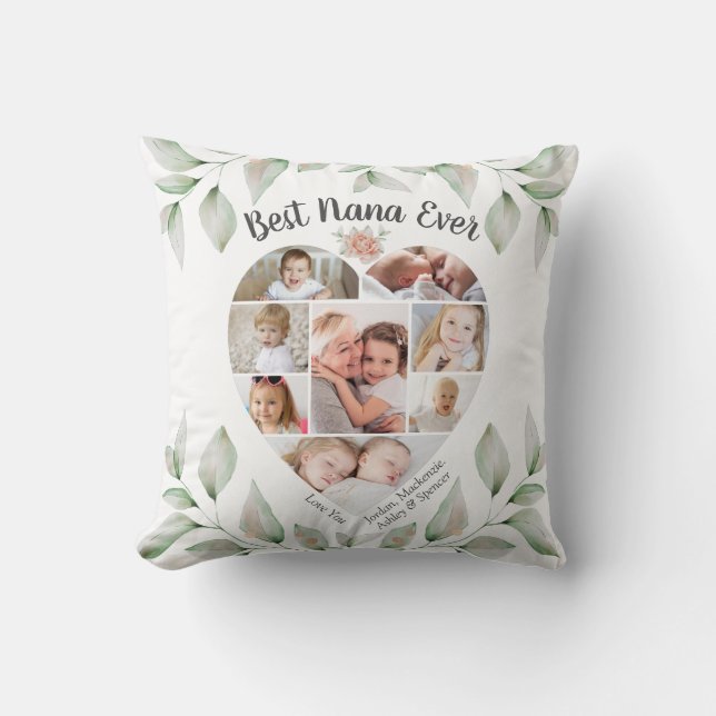 Hartvormig fotocollage Beste Nana ooit Kussen (Voorkant)