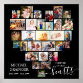 Hartvormig Fotocollage Memorial Begrafenis Poster (Voorkant)