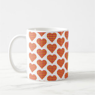 Hartvormig geruit geel roze Preppy Koffiemok