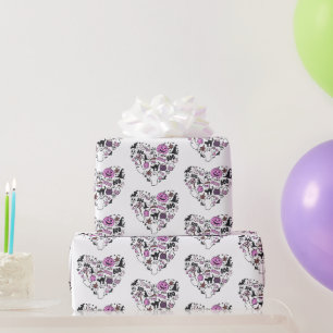 Hartvormig Halloween-patroon Witte Halloween Cadeaupapier