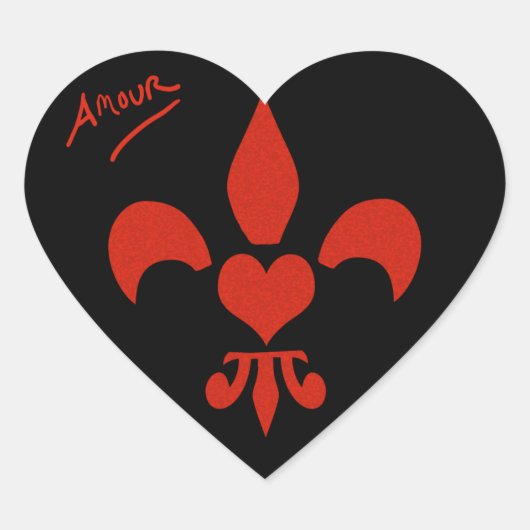 Hartvormig hart Fleur de Lis Amour Sticker (Voorkant)