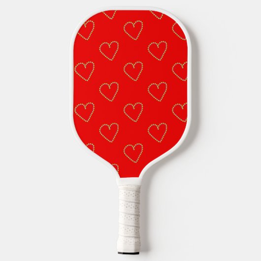 Hartvormig hart op rood pickleball paddle (Achterkant)